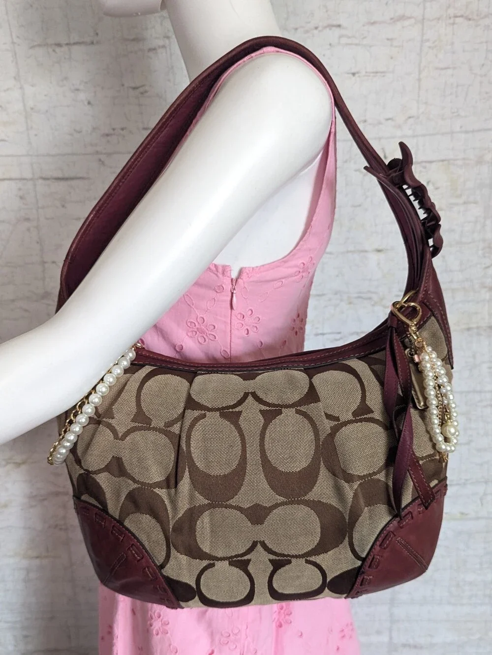 vintage Coach Ergo Signature Pleated Hobo Shoulder Bag